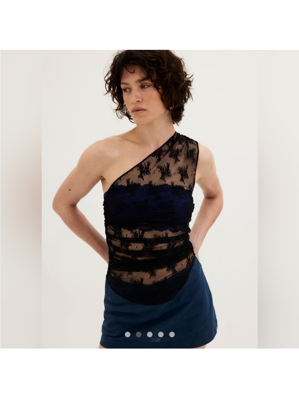 One-Shoulder Black Lace top Dress